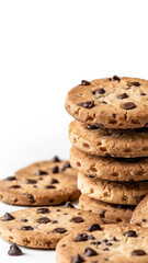 Delicious Chocolate Chip Cookies Stack &ndash; Isolated on White