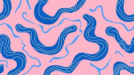 Abstract seamless pattern with blue and pink waves. Playful and modern vector illustration. Perfect for backgrounds, fabric, and stationery.