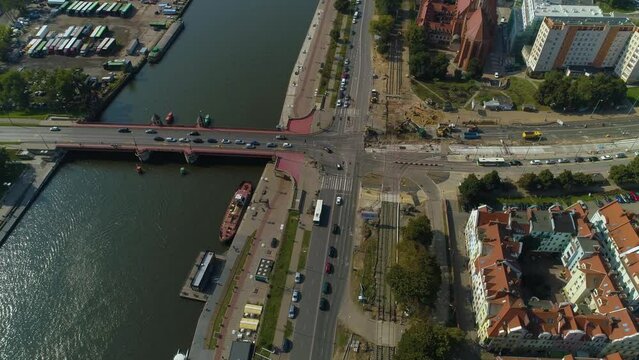 Long Bridge Waterfront Szczecin Most Dlugi Nabrzeze Wieleckie Aerial View Poland