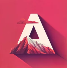 Blackout curtains Mountains Stylish letter A with mountains and clouds