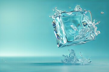 Vibrant ice cube on colorful background
