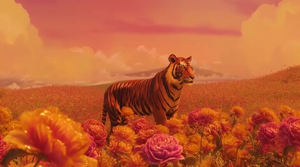 Tiger in the field