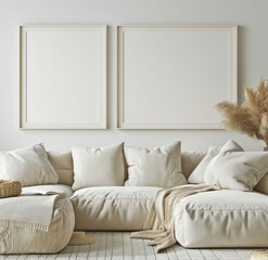Fototapeta na wymiar Large White Couch in a Living Room
