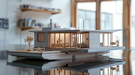 A detailed model of a floating mobile home  AI generated illustration