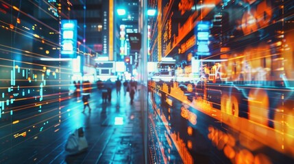 Obraz premium A digital image of a stock exchange trading floor in motion AI generated illustration