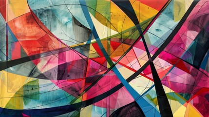Fototapeta premium A dynamic composition of intersecting lines and shapes AI generated illustration