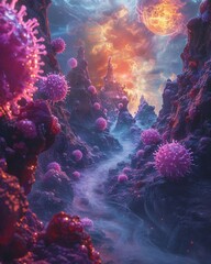 A pandemic spreading across dimensions in the quantum realm - obrazy, fototapety, plakaty