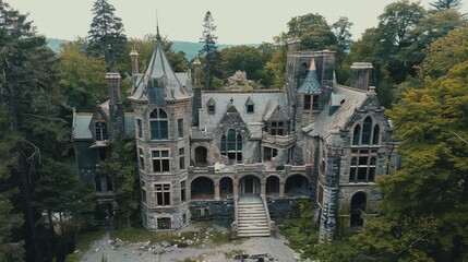 A gothic castle with a dark and twisted history  AI generated illustration