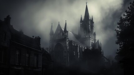 A gothic cathedral shrouded in darkness  AI generated illustration