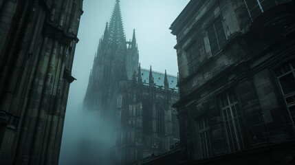 A gothic cathedral shrouded in darkness  AI generated illustration