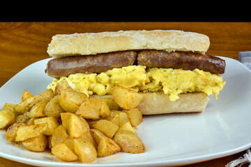 breakfast sandwich  served with  home fries