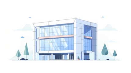 A minimalist illustration of a sleek office building  AI generated illustration