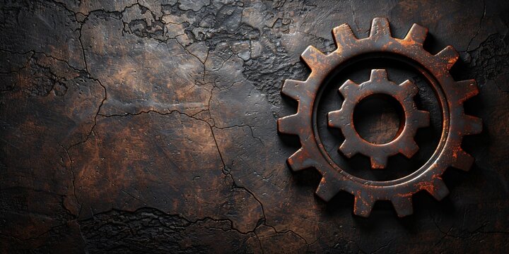 old rusty metal background with interacting cogs