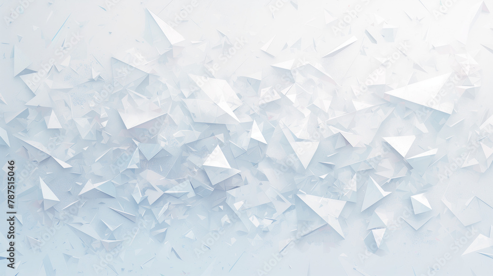 Poster abstract background with white and light geometric shapes. white background with triangles and cryst