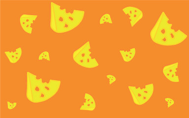 Cartoon pattern of cheese and mice. Pattern for children. Illustration with mice and a slice of cheese for printing on fabric, paper, bed linen, pajamas, stationery, wallpaper, notepads, dishes.