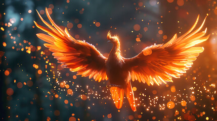 Phoenix bird with open wings