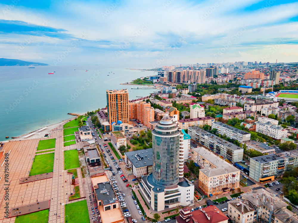 Wall mural novorossiysk city aerial panoramic view