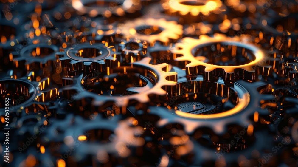 Poster a network of interconnected gears representing the flow of money ai generated illustration
