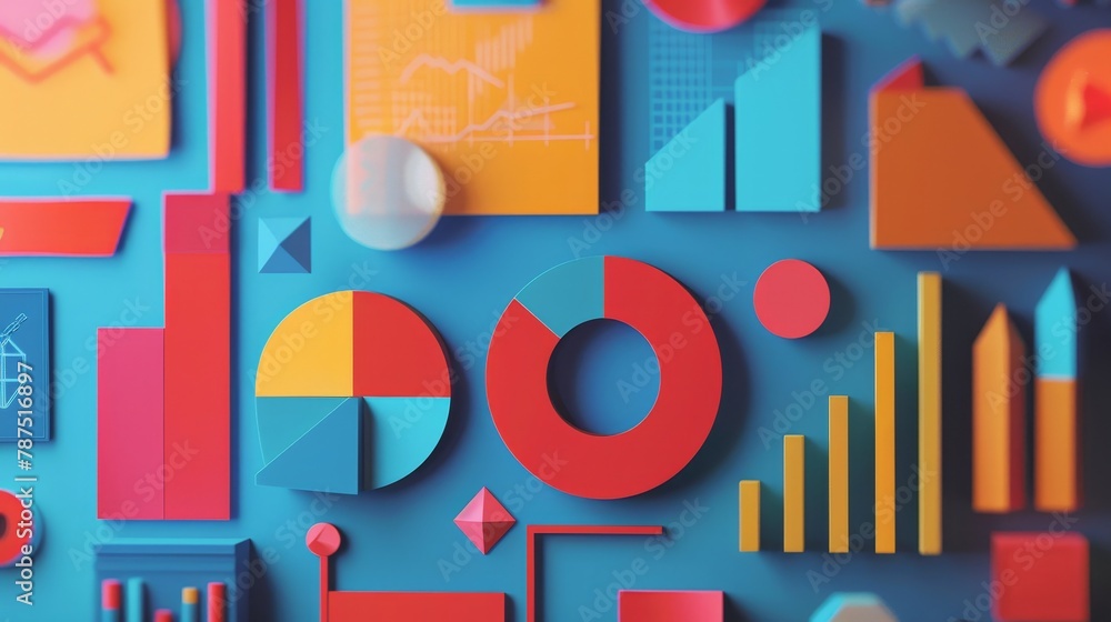 Poster A series of abstract shapes representing different financial concepts  AI generated illustration