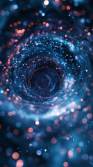 Deep blue galaxy swirling with stars.