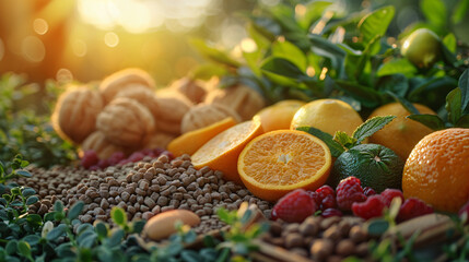 Panorama of healthy fresh ingredients