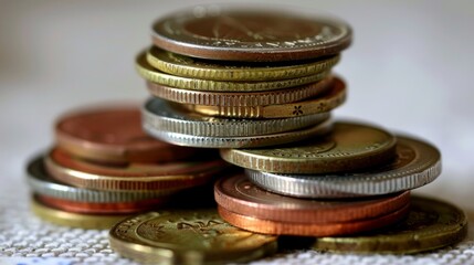 A stack of coins in various currencies  AI generated illustration