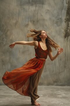 A modern interpretive dance performance expressing emotion and storytelling through movement