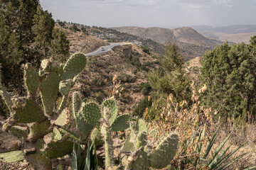 Ethiopian landscape with mountains in Koremi, outside Harar, Ethiopia, Africa