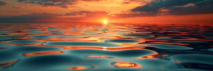 Sunset with Psychic Waves - Calming Orange and Teal Colors - obrazy, fototapety, plakaty