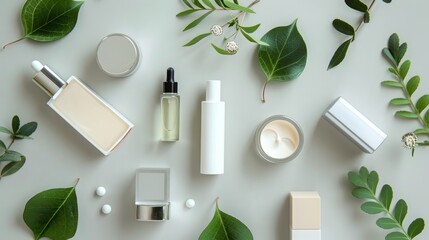 flat lay cosmetic make up accessories, Brushes, sponges, powder compacts, eyelash curlers, eyeliner pencils, eyebrow pencils, eyeshadow stencils, 16:9