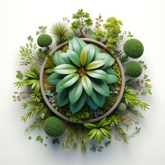 A Lush Display of Greenery: An Artistic Arrangement of Diverse Plants and Foliage