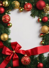 Fototapeta na wymiar christmas wreath with red ribbon