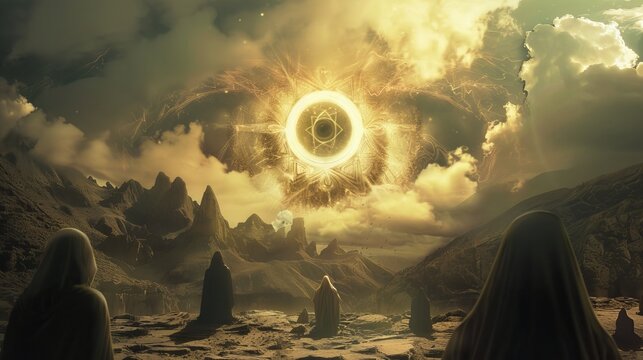 Samyaza and the watchers from the book of enoch. Ancient biblical character from biblical time. Religious evil entity illustrating His power over darkness