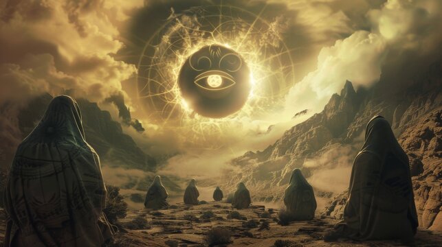 Samyaza and the watchers from the book of enoch. Ancient biblical character from biblical time. Religious evil entity illustrating His power over darkness