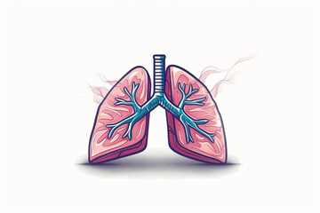 Artistic Lungs Illustration with Vibrant Pink and Blue Tones