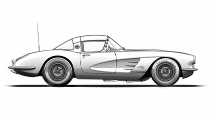 Generate a minimalist line drawing of a vintage car collector, capturing their elegant and classic taste with streamlined forms and minimal detailing