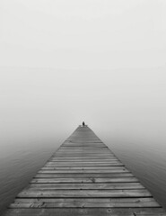 Obraz premium Long Pier Extending Into the Ocean