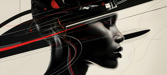 Generate a minimalist portrait of a jazz pianist, using rhythmic lines and musical note shapes to convey their soulful and expressive performances