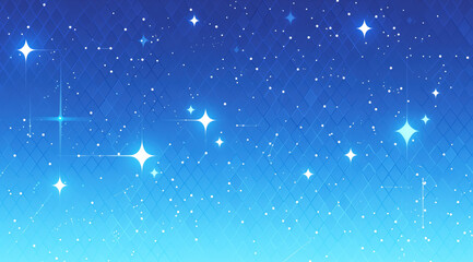 Shine of glowing stars and sparks on a blue background.