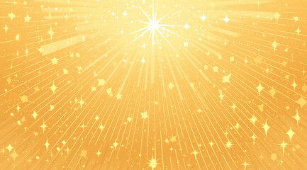 Bright golden background with rays and stars.