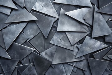 Fototapeta premium Metal background made of cut triangles. Top view, flat design. Metal industry background. 
