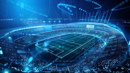 Illuminated Stadium With Soccer Field