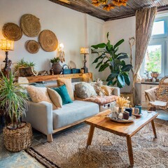 modern boho living room