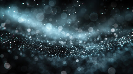 Abstract background with shiny particles on a black background. Sparkling spots of light on a dark background, creating the effect of stars.