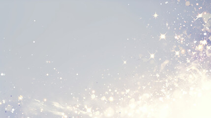 The shine of luminous particles on a soft light background.  Shiny light particles on a pale gray background.