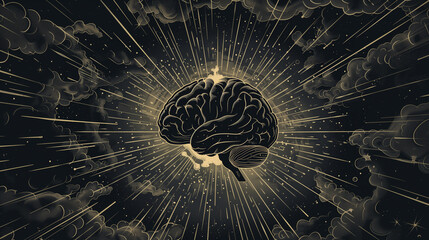 Expansion Mentale : Dessin Vectoriel de Cerveau Illuminé - obrazy, fototapety, plakaty