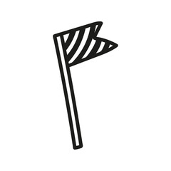 Carnival flag on the stick. Hand drawn doodle vector illustration, props on event