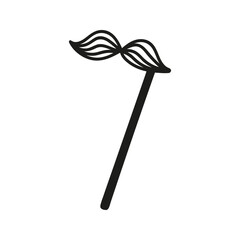 Carnival moustache mask on the stick. Hand drawn doodle vector illustration, props on event