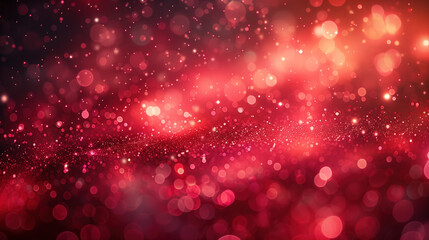 Shining red background with dynamic light elements and bokeh effect
