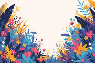 Abstract vector illustration of colorful tropical leaves and plants